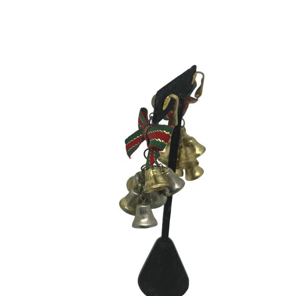 Vintage Christmas Jingle Bell Clip On Earrings Holiday Festive Bow Dangle Retro - Picture 4 of 11